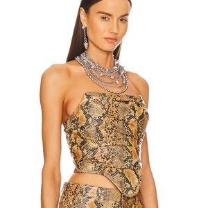 Snake print on leather corset top